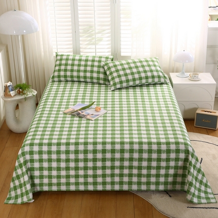 91家纺网 家纺一手货源 找家纺 伊而梦蚊帐 2025新款原棉老粗布床单系列 雅致-绿