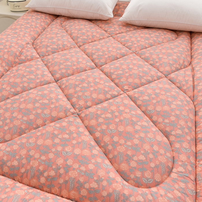 91家纺网 家纺一手货源 找家纺 富威堡家纺 2025新款双层纱棉花床垫 桃花朵朵