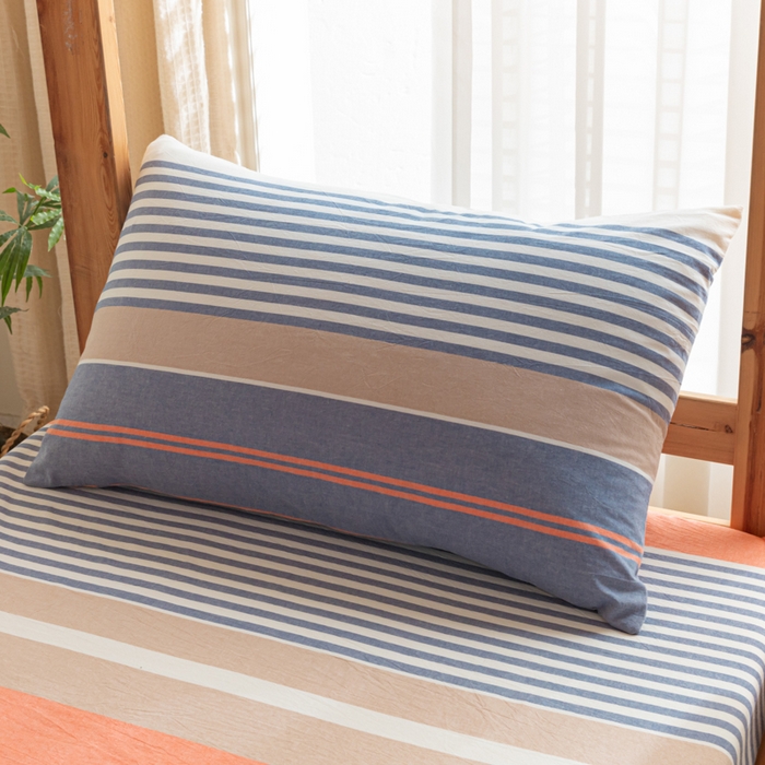 91家纺网 家纺一手货源 找家纺 2025新款全棉水洗棉被套纯棉单双人宿舍学生-可配3件套 橘兰咖条