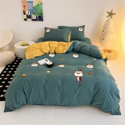 珺柔家纺 2024新款全棉水洗绵毛巾绣四件套 龙头老大