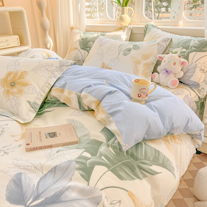 91家纺网 家纺一手货源 找家纺 绵庭家纺 2024新款全棉印花套件系列四件套 花香满径