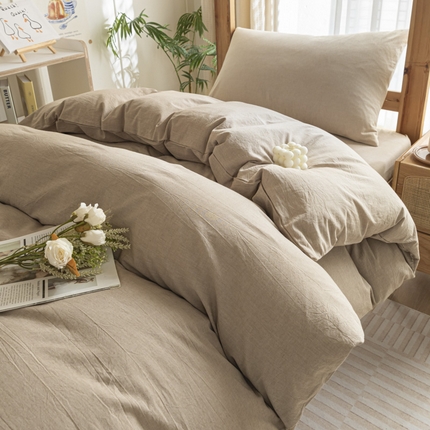 91家纺网 家纺一手货源 找家纺 2025新款全棉水洗棉被套纯棉单双人宿舍学生-可配3件套 咖青年