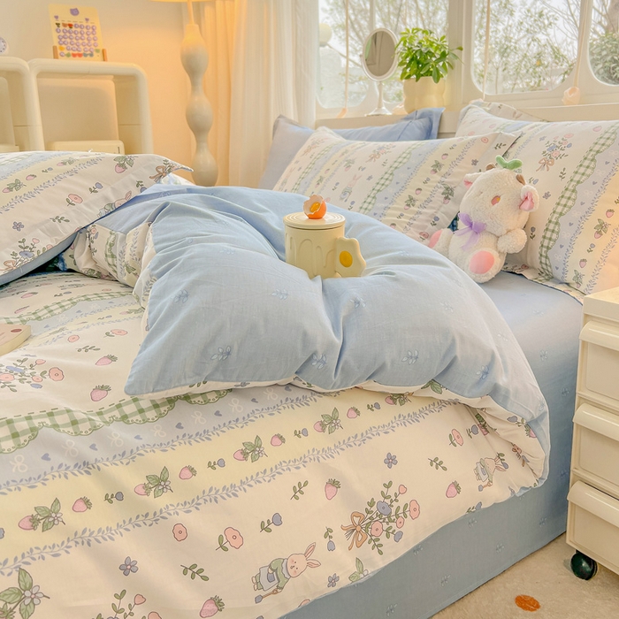 91家纺网 家纺一手货源 找家纺 绵庭家纺 2024新款全棉印花套件系列四件套 可芮朵