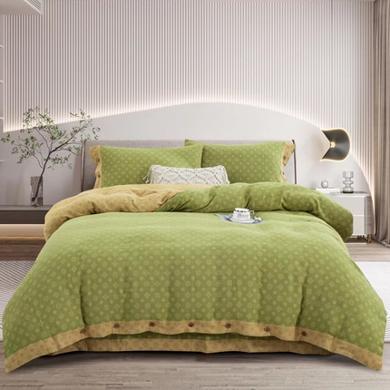 双层纱家居 2024新款素色四件套 幸福星绿