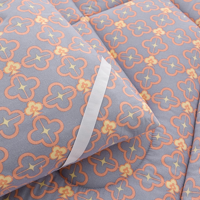 91家纺网 家纺一手货源 找家纺 富威堡家纺 2025新款双层纱棉花床垫 琉金岁月（灰蓝）