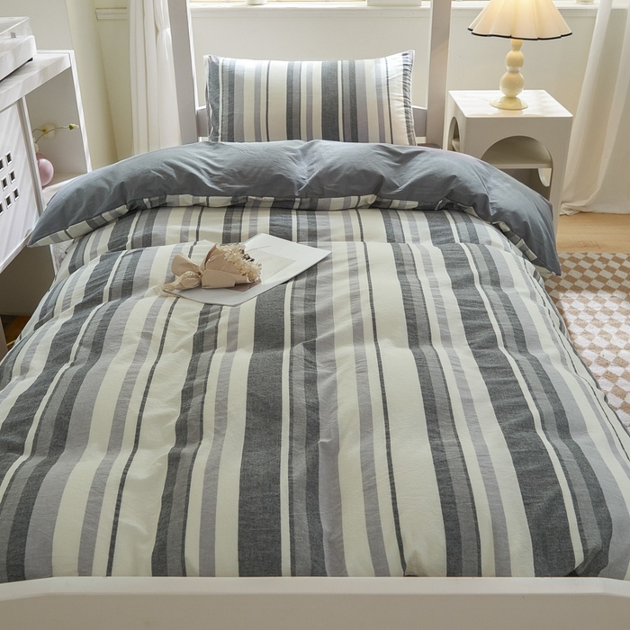 91家纺网 家纺一手货源 找家纺 吾诺家居 2024学生季新款全棉学生宿舍三件套六件套组合系列 拉斐尔灰