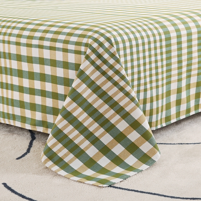 91家纺网 家纺一手货源 找家纺 伊而梦蚊帐 2025新款原棉老粗布床单系列 格梦-绿