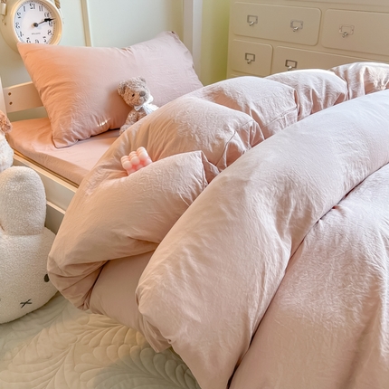 韩巢家纺 2024新款学生宿舍员工寝室上下铺超柔水洗棉床单被套三件套-纯色系列拼（提供卖家秀） 水洗棉奶咖