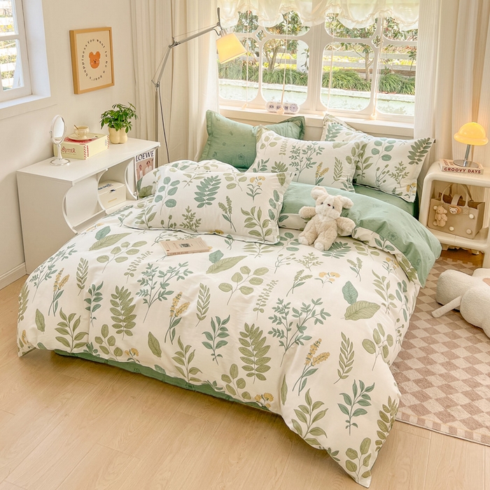 91家纺网 家纺一手货源 找家纺 绵庭家纺 2024新款全棉印花套件系列四件套 日暮青颜