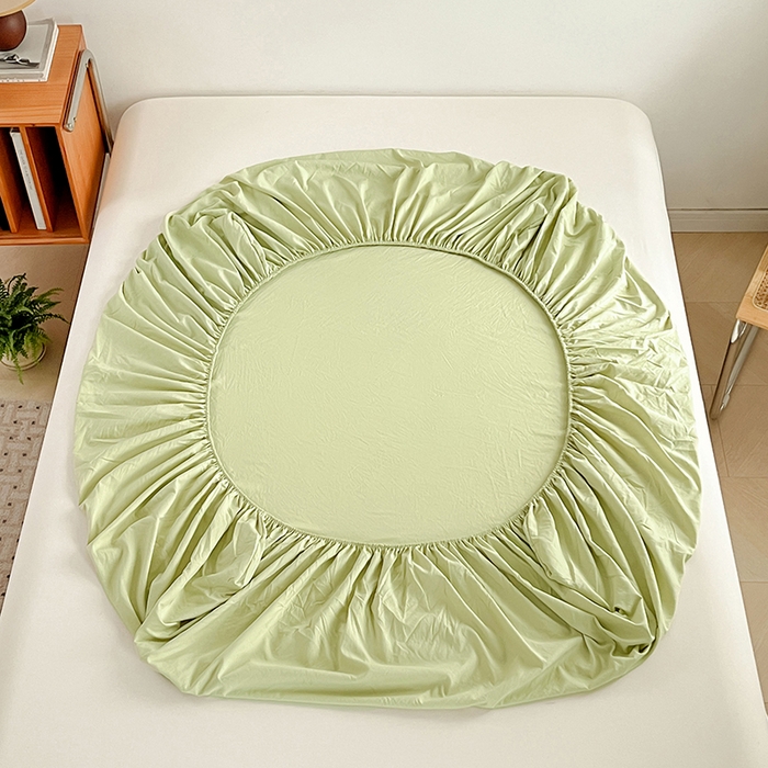 91家纺网 家纺一手货源 找家纺 贝拉梦家纺 2024新款超柔水洗棉纯色简约单品床笠枕套 香草冰激凌