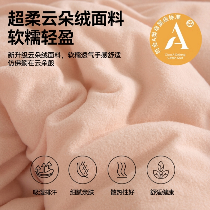 91家纺网 家纺一手货源 找家纺 咏绒家纺工厂店 2024新款工厂直供品质款云朵绒超柔奶盖泡芙冬被春秋被子被芯 豆沙粉