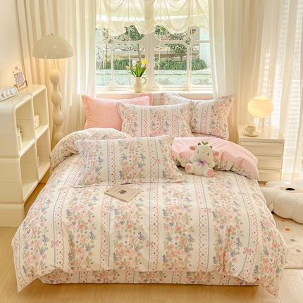 绵庭家纺 2024新款全棉印花套件系列四件套 繁花