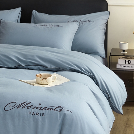 91家纺网 家纺一手货源 找家纺 如一 2024新款全棉麻绳四件套学生三件套宿舍套件-倾心系列 倾心-海青