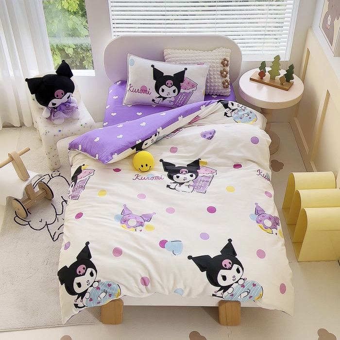 91家纺网 家纺一手货源 找家纺 鱼宝 2025新款正版授权三丽鸥幼儿园套件卡通三件套六件套多件套 甜甜圈库洛米