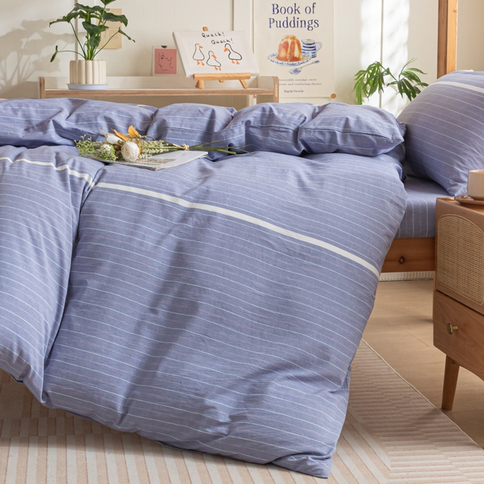 91家纺网 家纺一手货源 找家纺 2025新款全棉水洗棉被套纯棉单双人宿舍学生-可配3件套 格林兰