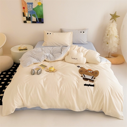 珺柔家纺 2024新款全棉水洗绵毛巾绣四件套 大耳象