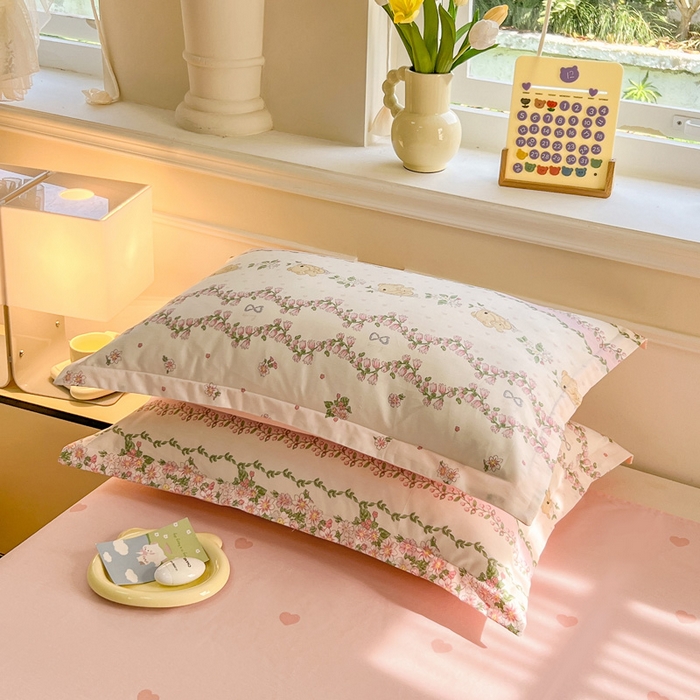 91家纺网 家纺一手货源 找家纺 绵庭家纺 2024新款全棉印花套件系列四件套 考拉粉忆