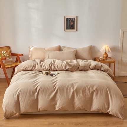 2025新款全棉色织水洗棉四件套被套三件套系列 咖青年