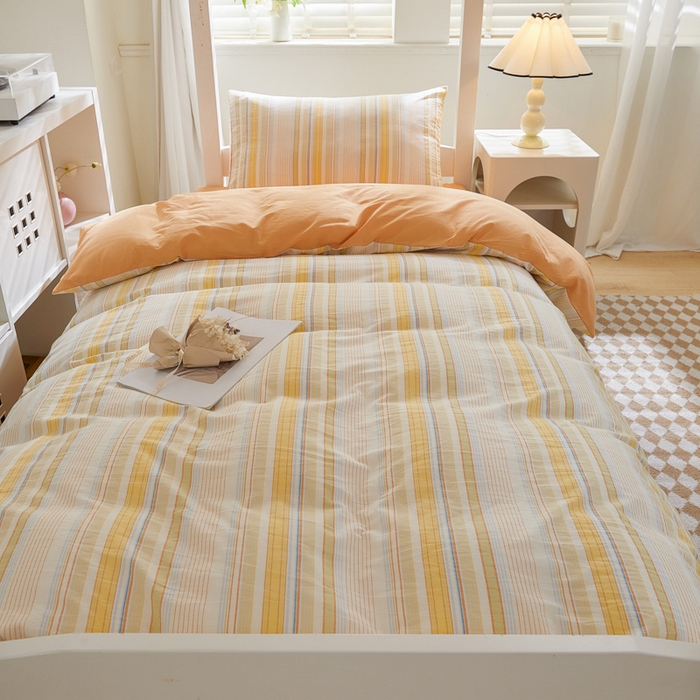 91家纺网 家纺一手货源 找家纺 吾诺家居 2024学生季新款全棉学生宿舍三件套六件套组合系列 西蒙黄