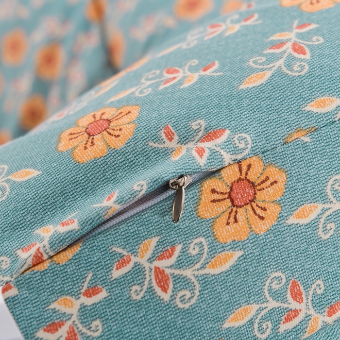 91家纺网 家纺一手货源 找家纺 富威堡家纺 2025新款双层纱棉花床垫 桃花朵朵（蓝）