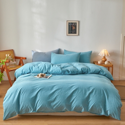 2025新款全棉色织水洗棉四件套被套三件套系列 海兰青年