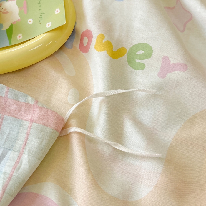 91家纺网 家纺一手货源 找家纺 绵庭家纺 2024新款全棉印花套件系列四件套 甜意奶油