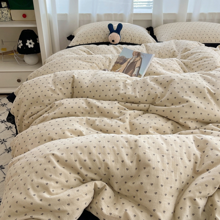 91家纺网 家纺一手货源 找家纺 （总）2025新款全棉黑边双层纱花边款四件套