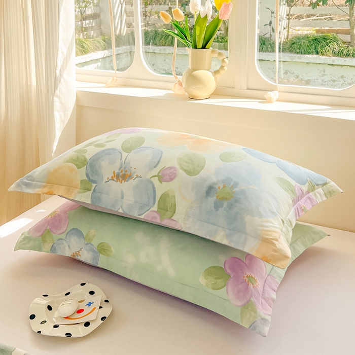 91家纺网 家纺一手货源 找家纺 绵庭家纺 2024新款全棉印花套件系列四件套 晴空初妍