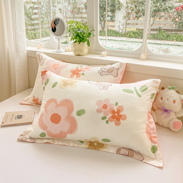 91家纺网 家纺一手货源 找家纺 绵庭家纺 2024新款全棉印花套件系列四件套 夏瑾 桔