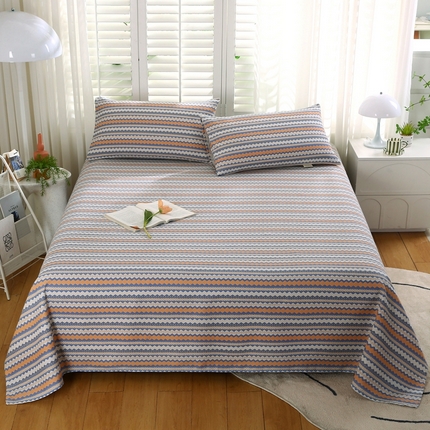 91家纺网 家纺一手货源 找家纺 伊而梦蚊帐 2025新款原棉老粗布床单系列 向往-蓝