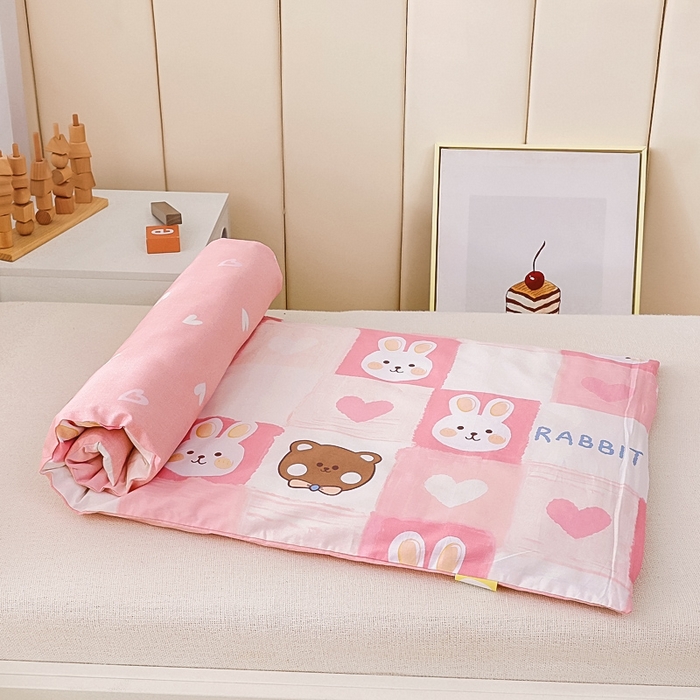 91家纺网 家纺一手货源 找家纺 鱼宝 2025新款全棉幼儿园套件 奶油兔