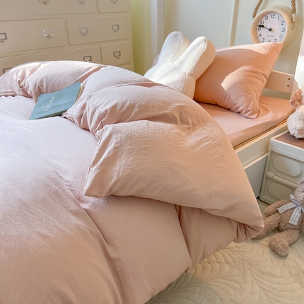韩巢家纺 2024新款学生宿舍员工寝室上下铺超柔水洗棉单件被套-纯色系列（提供卖家秀） 水洗棉奶咖