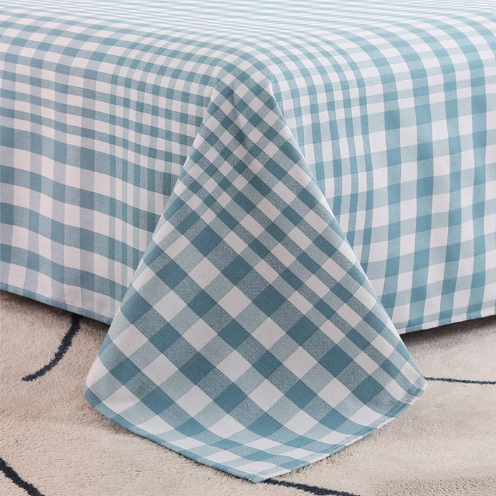 91家纺网 家纺一手货源 找家纺 伊而梦蚊帐 2025新款原棉老粗布床单系列 格梦-蓝