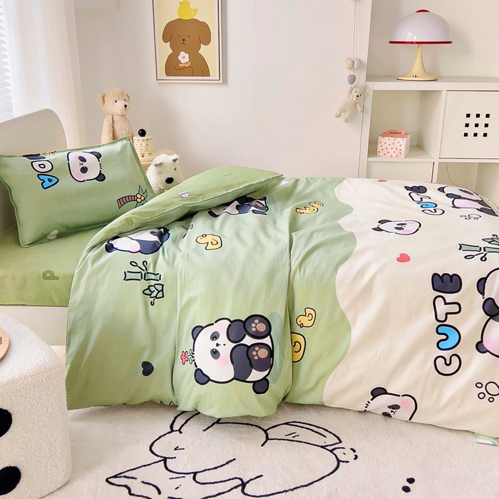 91家纺网 家纺一手货源 找家纺 鱼宝 2025新款全棉幼儿园套件 功夫熊猫