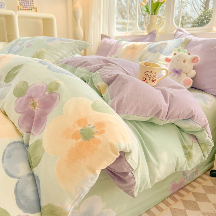 91家纺网 家纺一手货源 找家纺 绵庭家纺 2024新款全棉印花套件系列四件套 晴空初妍