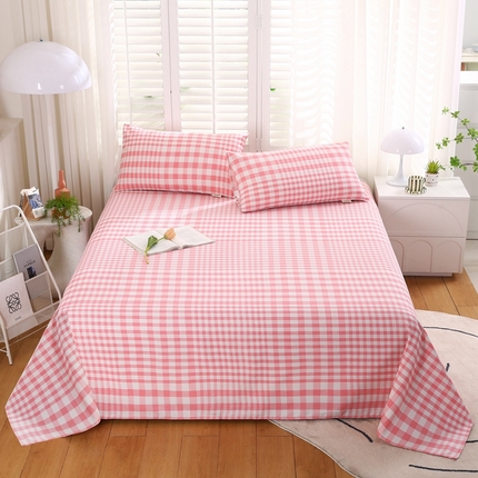 91家纺网 家纺一手货源 找家纺 伊而梦蚊帐 2025新款原棉老粗布床单系列 格梦-粉