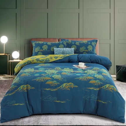 91家纺网 家纺一手货源 找家纺 （总）双层纱家居 2024新款大版花型四件套-游园清梦