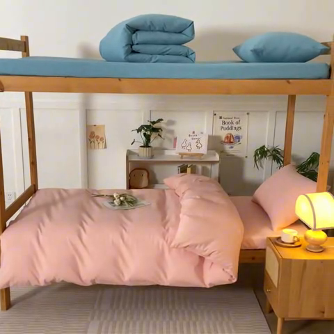 91家纺网 家纺一手货源 找家纺 2025新款全棉水洗棉被套纯棉单双人宿舍学生-可配3件套 粉青年