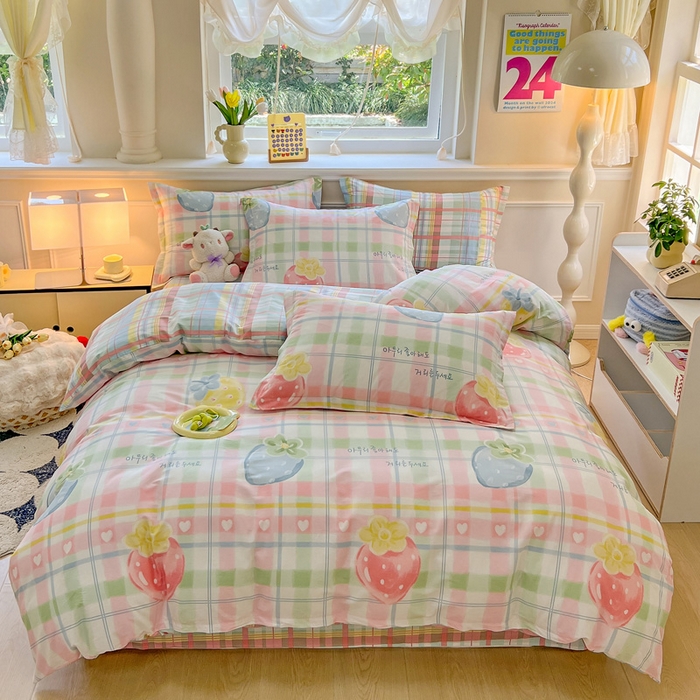 91家纺网 家纺一手货源 找家纺 绵庭家纺 2024新款全棉印花套件系列四件套 冷梅冰萃