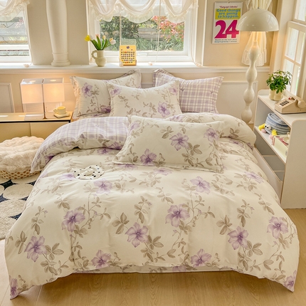 绵庭家纺 2024新款全棉印花套件系列四件套 一簇花开