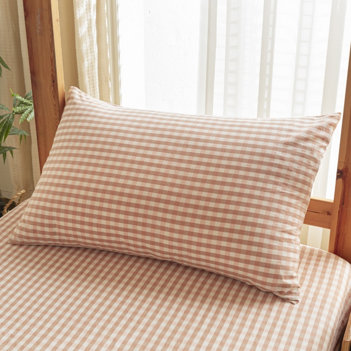 91家纺网 家纺一手货源 找家纺 2025新款全棉水洗棉被套纯棉单双人宿舍学生-可配3件套 粉小格