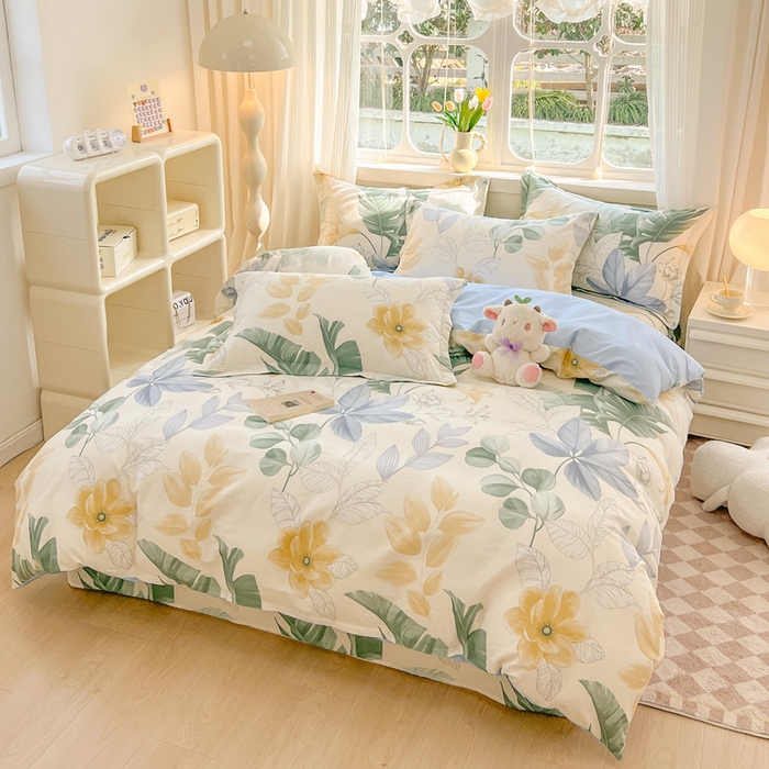 91家纺网 家纺一手货源 找家纺 绵庭家纺 2024新款全棉印花套件系列四件套 花香满径