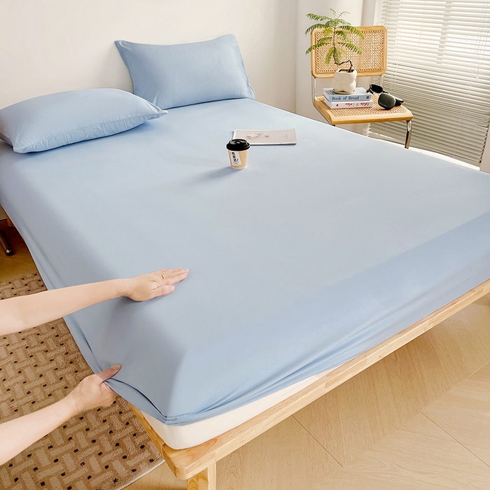 91家纺网 家纺一手货源 找家纺 （总）贝拉梦家纺 2024新款超柔水洗棉纯色简约单品床笠枕套