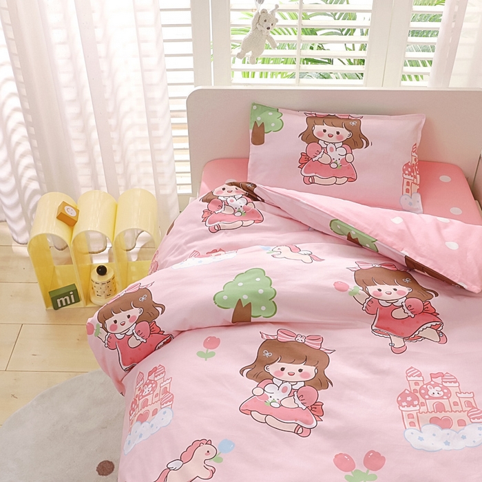 91家纺网 家纺一手货源 找家纺 鱼宝 2025新款全棉幼儿园套件 花园公主