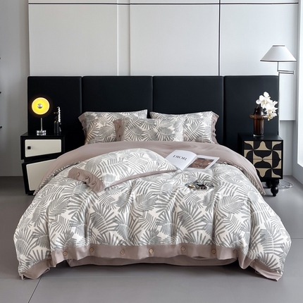 91家纺网 家纺一手货源 找家纺 艾迪尚家纺 2025新款柔丝茸磨毛印花纽扣款四件套 送吊牌奈雪