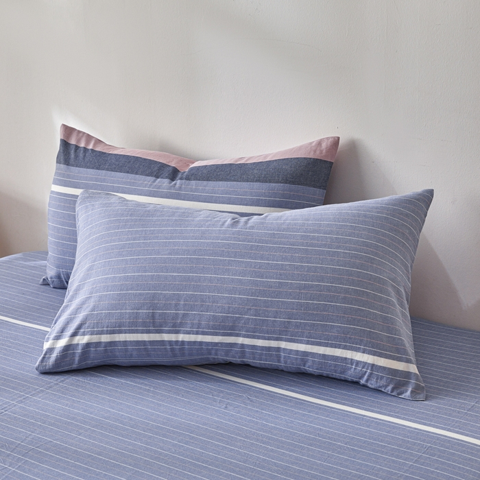 91家纺网 家纺一手货源 找家纺 2025新款全棉色织水洗棉四件套被套三件套系列 格林兰