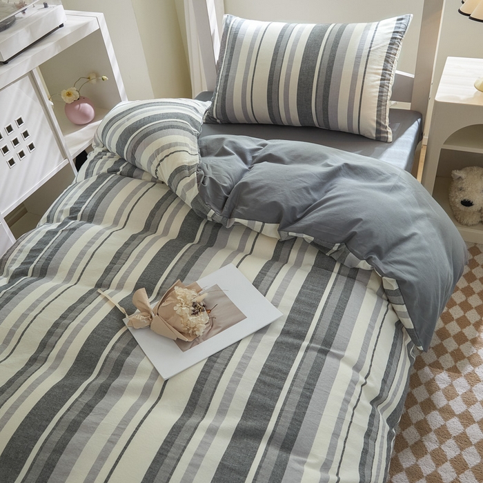 91家纺网 家纺一手货源 找家纺 吾诺家居 2024学生季新款全棉学生宿舍三件套六件套组合系列 拉斐尔灰