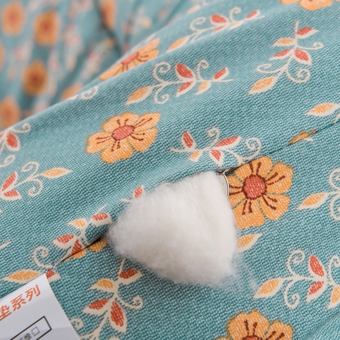 91家纺网 家纺一手货源 找家纺 富威堡家纺 2025新款双层纱棉花床垫 桃花朵朵（蓝）
