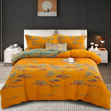 91家纺网 家纺一手货源 找家纺 （总）双层纱家居 2024新款大版花型四件套-游园清梦