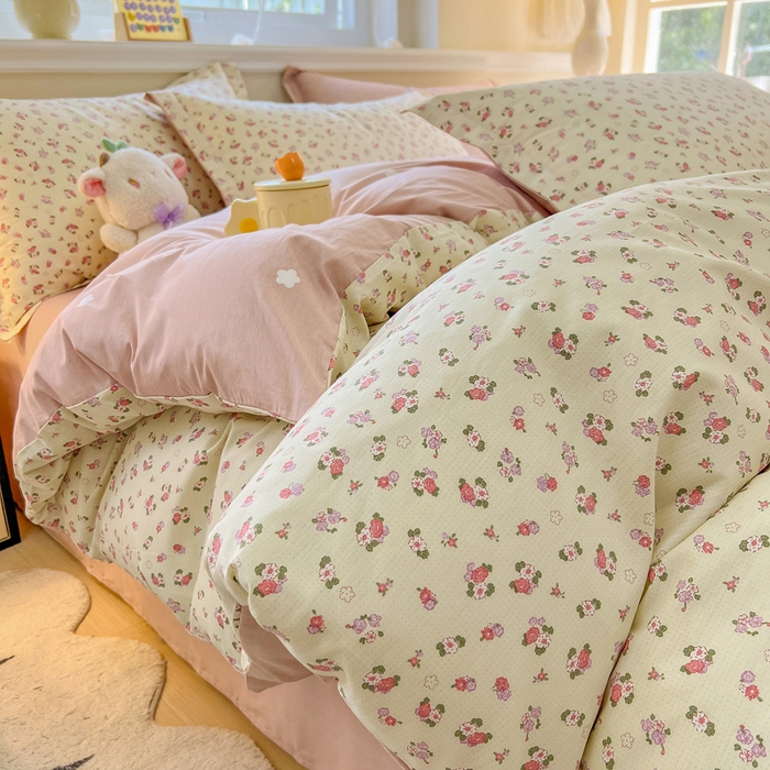 91家纺网 家纺一手货源 找家纺 绵庭家纺 2024新款全棉印花套件系列四件套 细微语